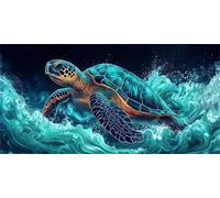 5D Diamond Art Kits Adults, Large Diamond Painting Kits, DIY Square Full Drill Crystal Rhinestone Cross Stitch Embroidery Gem Art Craft for Home Wall Decor Blue Turtle 90x180cm, P237
