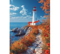 5D Diamond Art Kits Adults Lighthouse Diamond Painting, DIY Paint by Numbers Sea, Cross Stitch Kits for Adults, Full Drill Crystal Art Mosaic Picture, Painting for Room Decor Gifts 24x32in zyf-5691