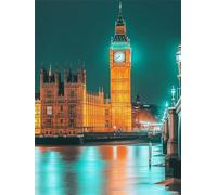 5D Diamond Art Kits Adults London Diamond Painting Accessories, Big Ben Full Drill Cross Stitch Embroidery Sequin Gem Arts and Crafts Paintings for Children Adults Home Wall Decoration 50x70 cm K-2417