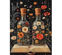 5D Diamond Art Kits Adults Message in A Bottle Diamond Painting, DIY Paint by Numbers Flower, Cross Stitch Kits for Adults, Full Drill Crystal Art Mosaic Picture, Room Decor Gifts 12x16in zyf-4420