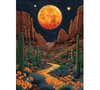 5D Diamond Art Kits Adults Moon Diamond Painting, DIY Paint by Numbers Plant, Cross Stitch Kits for Adults, Full Drill Crystal Art Mosaic Picture, Painting for Home Wall Decor Gifts 24x28 in A-7626