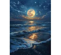 5D Diamond Art Kits Adults Moon Diamond Painting, DIY Paint by Numbers Starry Sky, Cross Stitch Kits for Adults, Full Drill Crystal Art Mosaic Picture, Painting for Room Decor Gifts 40x52 in A-3678