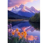 5D Diamond Art Kits Adults Mountain Diamond Painting, DIY Paint by Numbers River, Cross Stitch Kits for Adults, Full Drill Crystal Art Mosaic Picture, Painting for Room Decor Gifts 32x44in zyf-3538