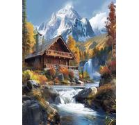 5D Diamond Art Kits Adults Mountain Diamond Painting, DIY Paint by Numbers River, Cross Stitch Kits for Adults, Full Drill Crystal Art Mosaic Picture, Painting for Room Decor Gifts 40x54 in 8-9801