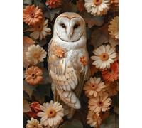 5D Diamond Art Kits Adults Owl Diamond Painting, DIY Paint by Numbers Flower, Cross Stitch Kits for Adults, Full Drill Crystal Art Mosaic Picture, Painting for Home Wall Decor Gifts 16x20 in A-7272