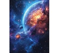 5D Diamond Art Kits Adults Planet Diamond Painting, DIY Paint by Numbers Starry Sky, Cross Stitch Kits for Adults, Full Drill Crystal Art Mosaic Picture, Painting for Room Decor Gifts 40x52 in P-6728