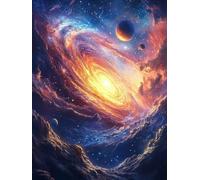 5D Diamond Art Kits Adults Planet Diamond Painting, DIY Paint by Numbers Starry Sky, Cross Stitch Kits for Adults, Full Drill Crystal Art Mosaic Picture, Painting for Room Decor Gifts 8x12in zyf-3402