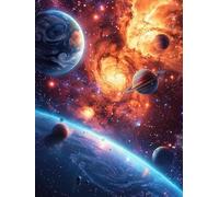 5D Diamond Art Kits Adults Planet Diamond Painting, DIY Paint by Numbers Starry Sky, Cross Stitch Kits for Adults, Full Drill Crystal Art Mosaic Picture, Painting for Room Decor Gifts 32x44 in 2-4505
