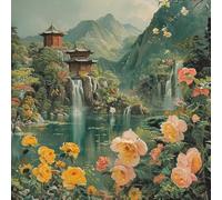 5D Diamond Art Kits Adults River Diamond Painting, DIY Paint by Numbers Flower, Cross Stitch Kits for Adults, Full Drill Crystal Art Mosaic Picture, Painting for Home Wall Decor Gifts 35x35cm 7-2035