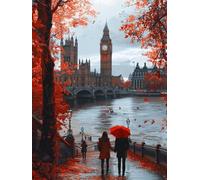 5D Diamond Art Kits Adults River Diamond Painting, DIY Paint by Numbers London, Cross Stitch Kits for Adults, Full Drill Crystal Art Mosaic Picture, Painting for Home Wall Decor Gifts 40x54in zyf-1256