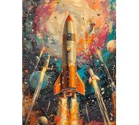 5D Diamond Art Kits Adults Rocket Diamond Painting, DIY Paint by Numbers Planet, Cross Stitch Kits for Adults, Full Drill Crystal Art Mosaic Picture, Painting for Home Wall Decor Gifts 24x28 in 8-1673