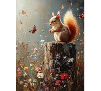 5D Diamond Art Kits Adults Squirrel Diamond Painting, DIY Paint by Numbers Butterfly, Cross Stitch Kits for Adults, Full Drill Crystal Art Mosaic Picture, Room Decor, Gifts for Women 12x16in zyf-1313