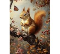5D Diamond Art Kits Adults Squirrel Diamond Painting, DIY Paint by Numbers Flower, Cross Stitch Kits for Adults, Full Drill Crystal Art Mosaic Picture, Painting for Room Decor Gifts 8x12in zyf-8641