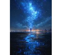 5D Diamond Art Kits Adults Starry Sky Diamond Painting, DIY Paint by Numbers Landscape, Cross Stitch Kits for Adults, Full Drill Crystal Art Mosaic Picture, for Room Decor Gifts 36x48 in A-1842
