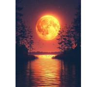 5D Diamond Art Kits Adults Sunset Diamond Painting, DIY Paint by Numbers River, Cross Stitch Kits for Adults, Full Drill Crystal Art Mosaic Picture, Painting for Home Wall Decor Gifts 16x20in zyf-4933