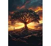 5D Diamond Art Kits Adults Sunset Diamond Painting, DIY Paint by Numbers Tree, Cross Stitch Kits for Adults, Full Drill Crystal Art Mosaic Picture, Painting for Home Wall Decor Gifts 20x26 in A-2323