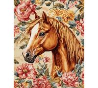 5D Diamond Art Kits, Animals Horses and Flowers DIY Diamond Painting Kits for Beginners,Gem Art Kit,Arts Craft for Home Wall Decor 40x50cm