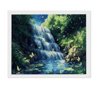 5D Diamond Art Kits, Butterfly Waterfall Diamond Painting for Adults Beginners, Round Full Drill Paint with Diamonds Pictures Gem Art Painting Embroidery Kits DIY Home Decor Gifts 60x90cm/24x36in O381