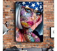 5D Diamond Art Kits Diamond Painting DIY Full Drill Graffiti Tattoo Girl Embroidery Cross Stitch for Adults Pictures Crystal Rhinestone Needlework Crafts Gift for Home Wall Decor Round Drill50x70cm
