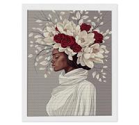 5D Diamond Art Kits, Flower Woman Diamond Painting for Adults Beginners, Round Full Drill Paint with Diamonds Pictures Gem Art Painting Embroidery Kits DIY Home Crafts Kit Gifts 50x75cm/20x30in O-444