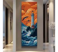 5D Diamond Art Kits for Adults and Beginners - Full Drill Lighthouse Diamond Painting for Wall Decor, Relaxing Paint by Numbers Kits, DIY Gem Art Dots Craft for Home Decor (Sea 80x250 cm/31.4x98.4 In)