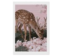 5D Diamond Art Kits for Adults Beginners DIY Deer Among Pink Cherry Blossoms Full Drill Diamond Painting Gem Art Kits Round Diamonds Dots Kit Paint by Numbers for Crafts Gift Home Wall Decor 8x12