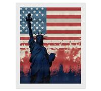 5D Diamond Art Kits for Adults Beginners DIY Flag with Lady Liberty Full Drill Diamond Painting Gem Art Kits Round Diamond Dots Kit Paint by Numbers for Crafts Gift And Home Wall Decor 16"x20"