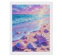 5D Diamond Art Kits for Adults, DIY Diamond Painting Beach Shell, Full Drill Arts and Crafts Painting, Crystal Rhinestone Embroidery Cross Stitch, Home Wall Decor, Gifts for Women, 24 x 32inch a-945