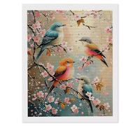5D Diamond Art Kits for Adults, DIY Diamond Painting Bird Plum Blossom, Full Drill Gem Art Painting, Crystal Rhinestone Embroidery Cross Stitch, Home Wall Decor, Gifts for Women, 12 x 16inch a-801