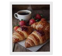 5D Diamond Art Kits for Adults, DIY Diamond Painting Bread Coffee, Full Drill Arts and Crafts Painting, Crystal Rhinestone Embroidery Cross Stitch, Home Wall Decor, Gifts for Women, 12 x 16inch a-776
