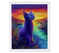 5D Diamond Art Kits for Adults, DIY Diamond Painting Cat River, Full Drill Arts and Crafts Painting, Crystal Rhinestone Embroidery Cross Stitch, Home Wall Decor, Gifts for Women, 32 x 40inch a-693