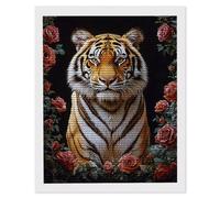 5D Diamond Art Kits for Adults, DIY Diamond Painting Rose Tiger, Full Drill Arts and Crafts Painting, Crystal Rhinestone Embroidery Cross Stitch, Home Wall Decor, Gifts for Women, 20 x 28inch a-737