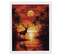 5D Diamond Art Kits for Adults, DIY Diamond Painting Sea View Deer, Full Drill Arts and Crafts Painting, Crystal Rhinestone Embroidery Cross Stitch, Home Wall Decor, Gifts for Women, 12 x 16inch a-280