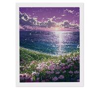 5D Diamond Art Kits for Adults, DIY Diamond Painting Sea View Flowers, Full Drill Gem Art Crafts Painting, Crystal Rhinestone Embroidery Cross Stitch, Home Wall Decor, Gifts for Women, 24 x 32in a-285
