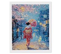 5D Diamond Art Kits for Adults, DIY Diamond Painting Street View Geisha, Full Drill Gem Art Painting, Crystal Rhinestone Embroidery Cross Stitch, Home Wall Decor, Gifts for Women, 32 x 40inch a-525