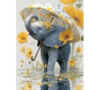 5D Diamond Art Kits for Adults Flowers, Diamond Painting Baby Elephant, Gem Art Crafts for adults, Crystal Rhinestones Painting Kits for Beginners, Full Drill Dimond, Gifts, Decor 24 x 32 Inch -TL83SY