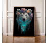 5D Diamond Art Kits for Adults Large Size, Bear Flower Diamond Painting Kits for Adults, DIY Square Full Drill Crystal Rhinestone Gem Art Craft, Home Wall Room Decor Gifts 60x80cm PjY6701 E-C