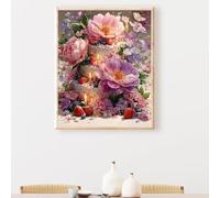 5D Diamond Art Kits for Adults Large Size, Flower Flowers Diamond Painting Kits for Adults, DIY Full Drill Crystal Rhinestone Gem Art Craft, Home Wall Room Decor, Gifts 16 x 20 Inch PjY1497 A-I
