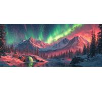 5D Diamond Art Kits for Adults Large Size, Lake Aurora Diamond Painting Kits for Adults, DIY Square Full Drill Crystal Rhinestone Gem Art Craft Kits, Home Wall Room Decor, Gifts Women 12x28 Inch Z-287
