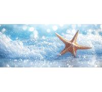5D Diamond Art Kits for Adults Large Size, Sea Wave Starfish Diamond Painting Kits for Adults, DIY Square Full Drill Crystal Rhinestone Gem Art Craft Kits, Home Wall Room Decor 32x76 Inch Z-235