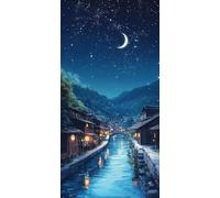 5D Diamond Art Kits for Adults, Large Starry Sky Ancient Architecture Diamond Painting Kits Adults, DIY Full Drill Crystal Rhinestone Arts Crafts, Gem Embroidery, Home Office Decor, 40x80cm lgl1-854