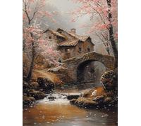 5D Diamond Art Kits for Adults Rural, Diamond Painting Landscape, Gem Art Crafts for Adults, DIY Crystal Rhinestones Painting Kits for Beginners, Full Drill Dimond, Gifts, Decor 32 x 44 Inch -TL1249