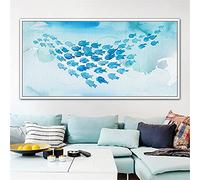 5D Diamond Art Kits for Adults, School of Fish Diamond Painting Kit Large ,Full Drill Rhinestone Diamond Embroidery Art Cross Stitch Canvas Pictures for Home Wall Decor Gift ,50x100cm/20x40inch