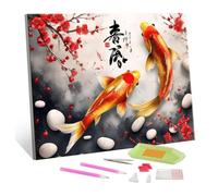 5D Diamond Art kits, Koi Fish Diamond Painting Kits for Adults, DIY Full Drill Crystal Rhinestone Arts and Crafts, Diamond Art Accessories, Gem Art kids Painting Home Wall Decoration 24x32in A-155