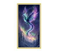 5D Diamond Art Kits, Large Full Drill Aurora Phoenix Diamond Painting for Adults Beginners, Round Diamonds Gem Art Painting Mosaic Kits DIY Crafts Kit for Home Wall Room Decoration Gifts 70x140cm u358