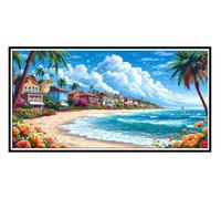 5D Diamond Art Kits, Large Full Drill Coast Scenery Diamond Painting for Adults Beginners, Round Diamonds Gem Art Painting Mosaic Kits DIY Crafts Kit for Home Wall Room Decoration, Gifts 80x160cm u199