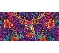 5D Diamond Art Kits, Large Full Drill Diamond Painting for Adults Beginners, Colorful Deer Round Paint with Diamonds Pictures Gem Art Painting Embroidery Kits DIY Home Crafts Kit Gifts 16x32 inch Q-52