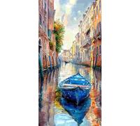 5D Diamond Art Kits, Large Full Drill Diamond Painting for Adults Beginners, Venice Water City Round Paint with Diamonds Pictures Gem Art Painting Embroidery Kits DIY Crafts Kit Gifts 16x32 inch Q-957