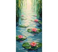 5D Diamond Art Kits, Large Full Drill Diamond Painting for Adults Beginners, Water Lily Round Paint with Diamonds Pictures Gem Art Painting Embroidery Kits DIY Home Crafts Kit Gifts 12x24 inch Q-909