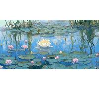 5D Diamond Art Kits, Large Full Drill Diamond Painting for Adults Beginners, Water Lily Round Paint with Diamonds Pictures Gem Art Painting Embroidery Kits DIY Home Crafts Kit Gifts 28x56 inch Q-913